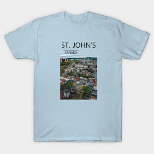 Saint John's Newfoundland and Labrador City Canada Cityscape Skyline Gift for Canadian Canada Day Present Souvenir T-shirt Hoodie Apparel Mug Notebook Tote Pillow Sticker Magnet T-Shirt